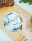 Brotdose Edelstahl 400ml (rund) (Gravur) - ecoGecko®
