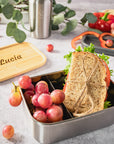 Brotdose Edelstahl 800ml mit Bambusdeckel (Gravur)