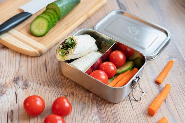 Lunchbox Ideen für Erwachsene mit gesunden Snacks in der auslaufsicheren Edelstahl Lunchbox von ecoGecko