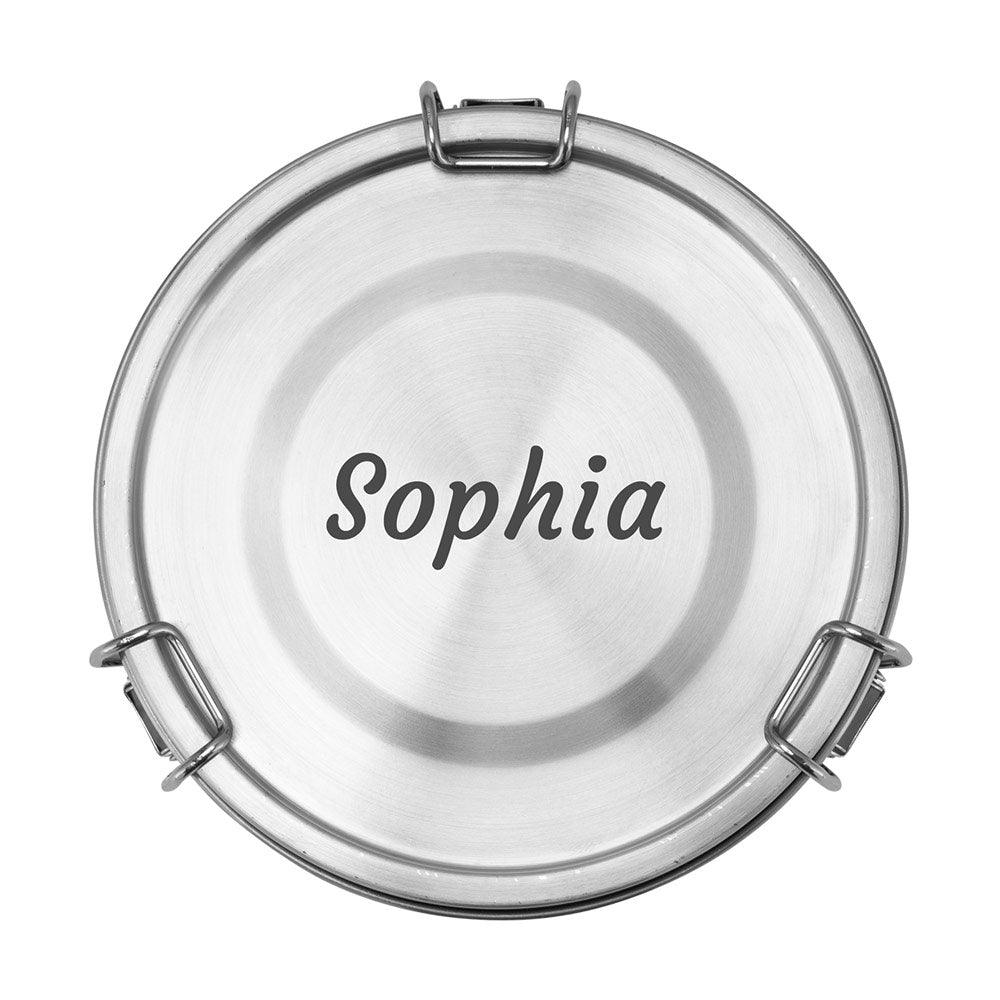 Brotdose Edelstahl 1200ml (rund) (Gravur) - ecoGecko® 