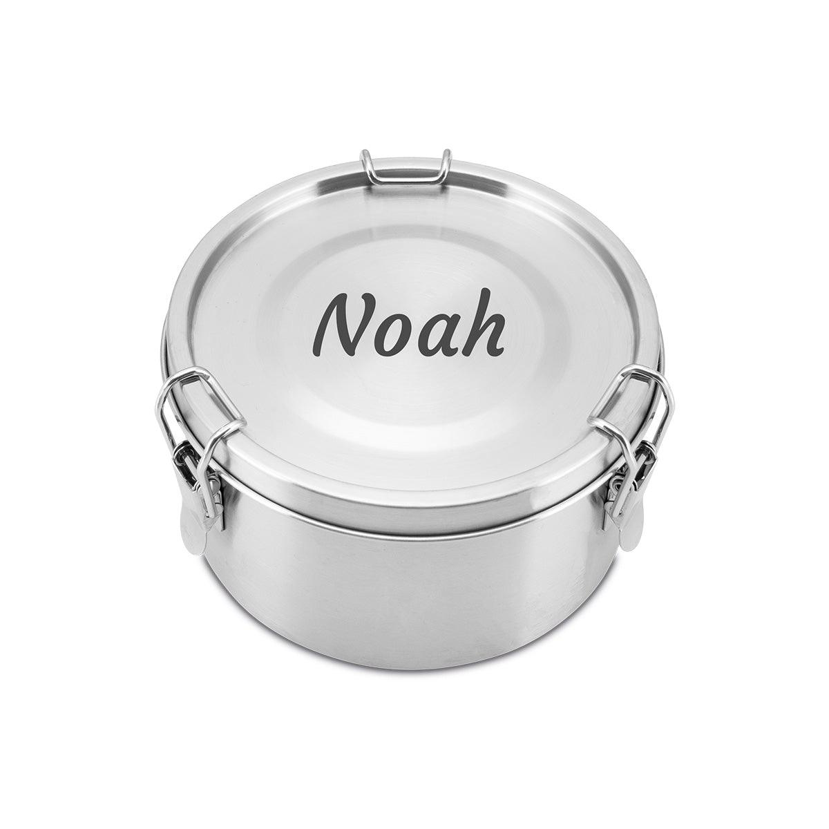 Brotdose Edelstahl 700ml (rund) (Gravur) - ecoGecko® 