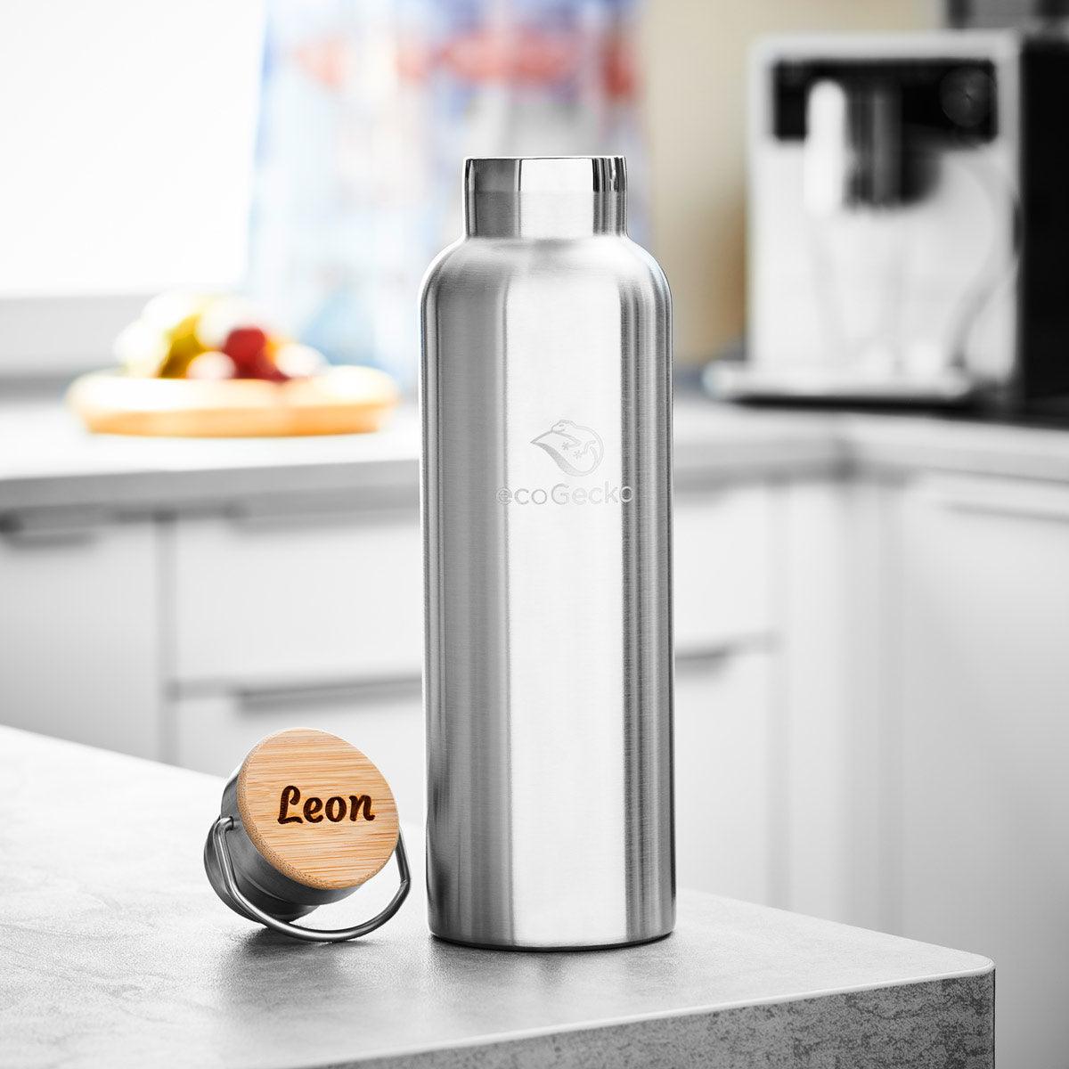 Thermos Edelstahl Trinkflasche 750ml (Gravur) - ecoGecko® 