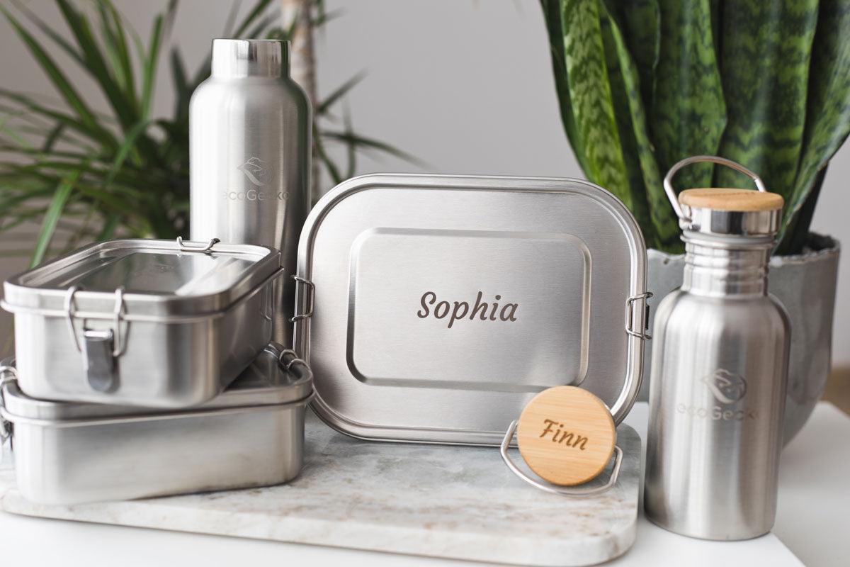 Brotdose Edelstahl 1400ml (Gravur) - ecoGecko® 