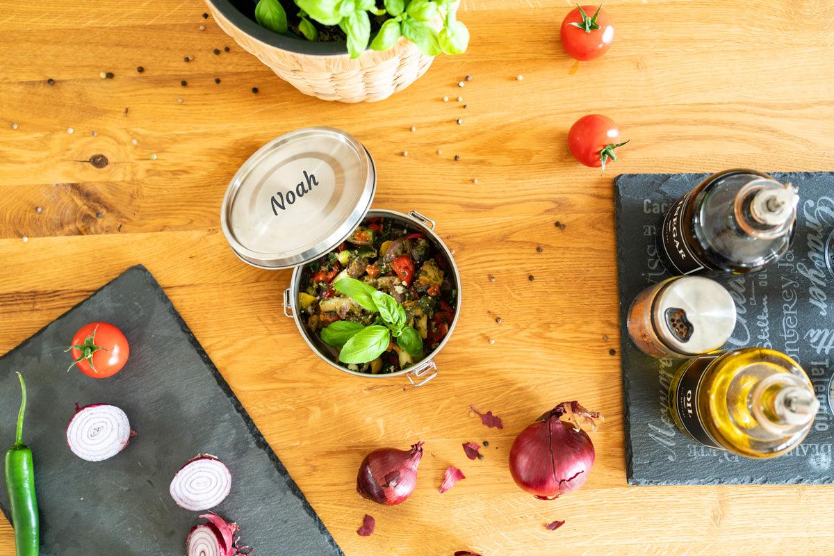 Brotdose Edelstahl 700ml (rund) (Gravur)