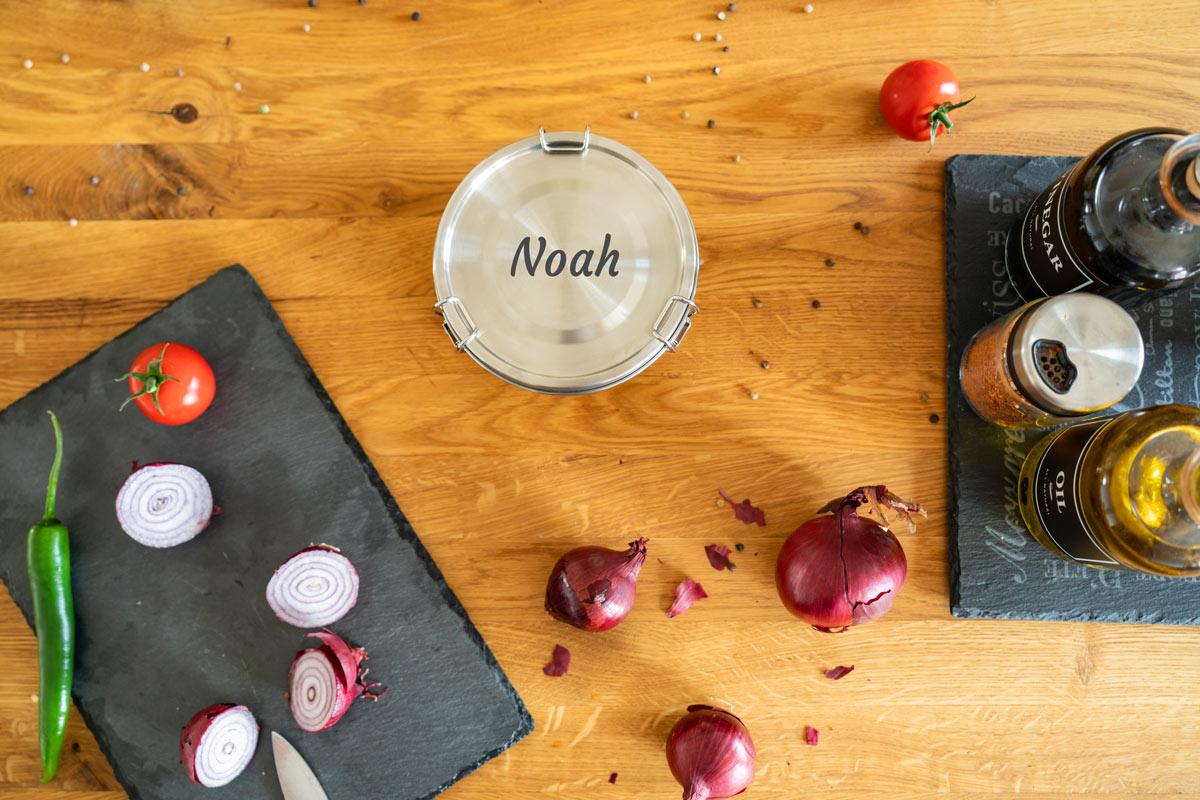 Brotdose Edelstahl 700ml (rund) (Gravur)