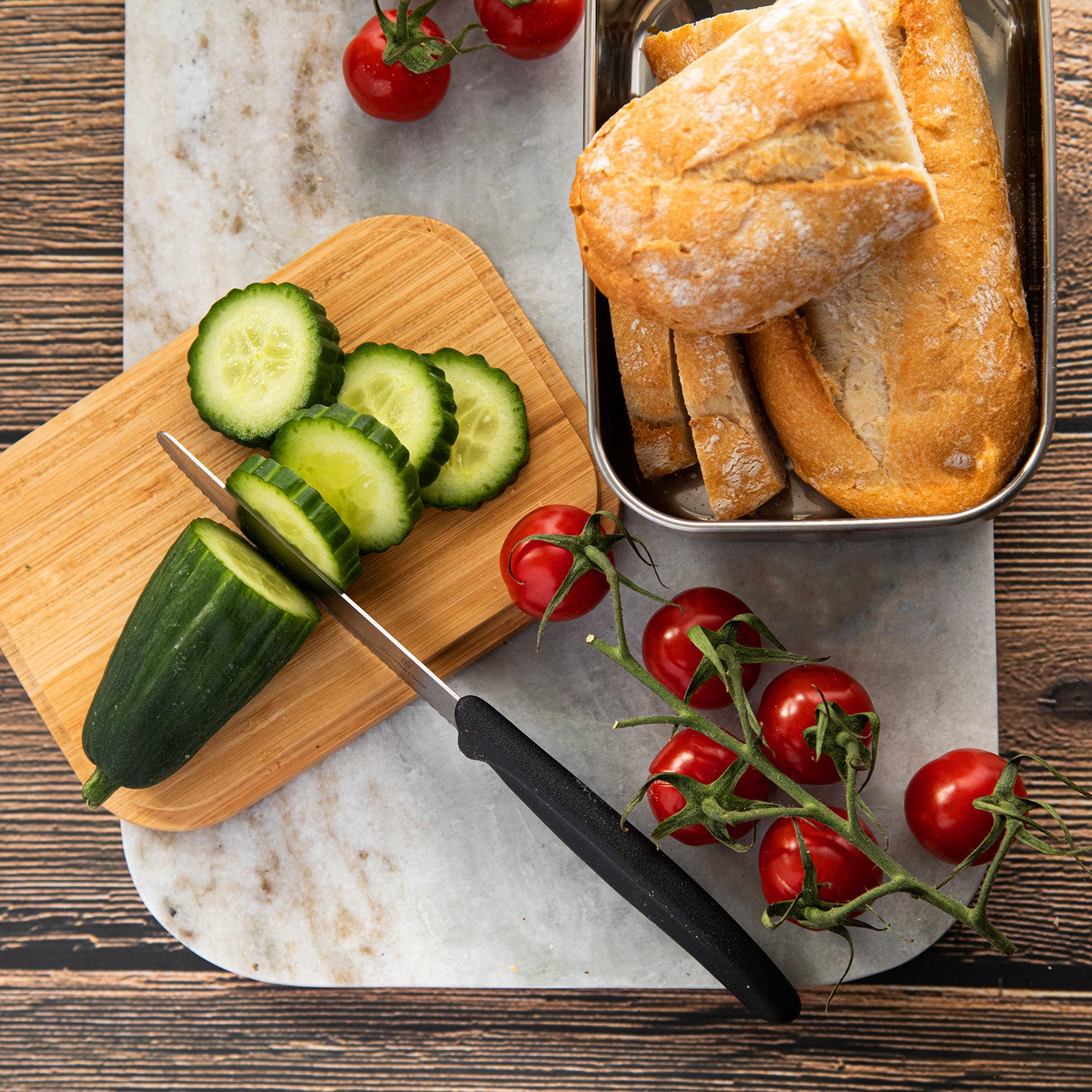 Brotdose Edelstahl 800ml mit Bambusdeckel