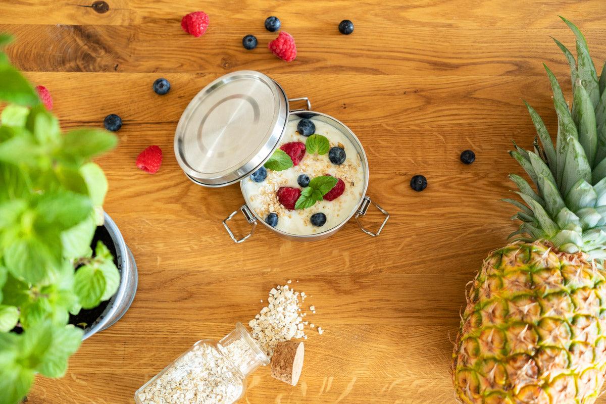 Brotdose Edelstahl 400ml (rund) - ecoGecko® 