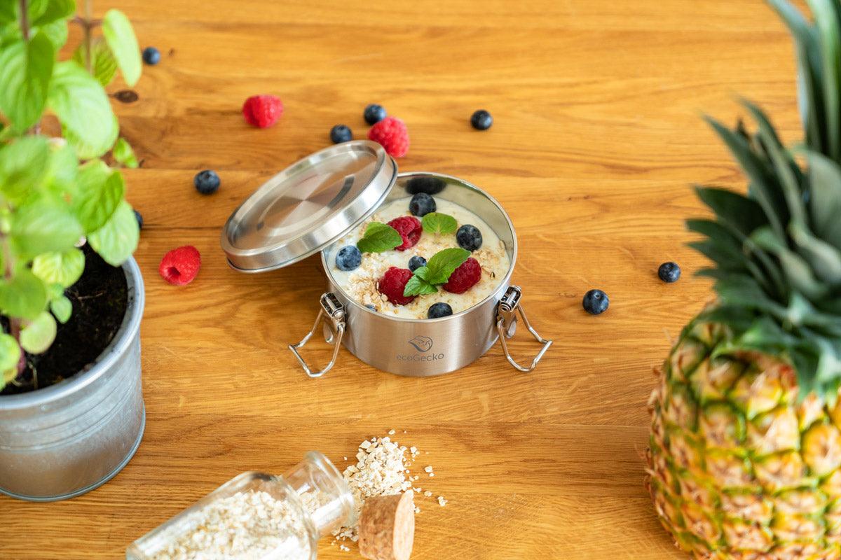 Brotdose Edelstahl 400ml (rund) - ecoGecko® 